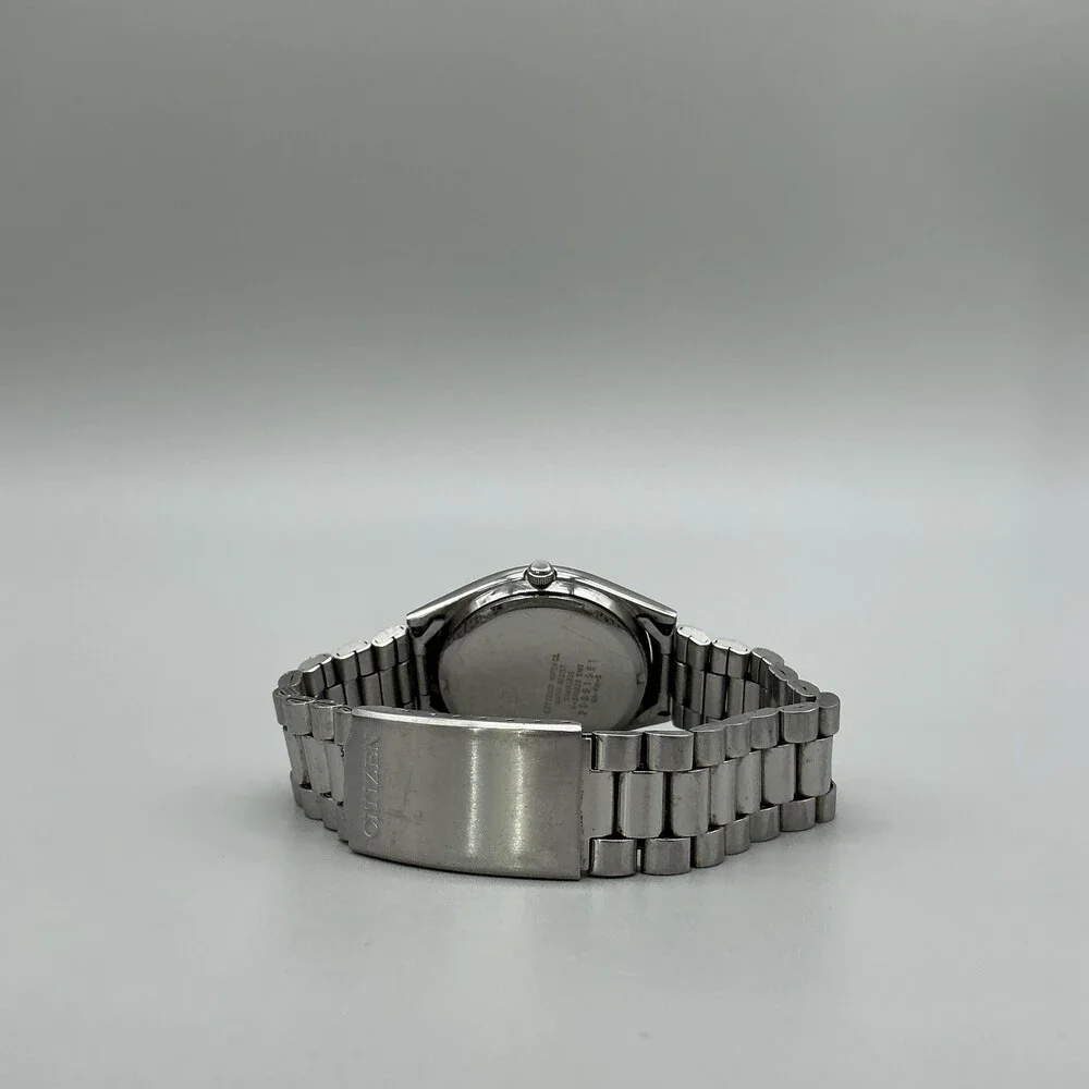 Vintage Citizen Mens Watch 35mm 4-S13823 Stainless Day Date New Battery 7